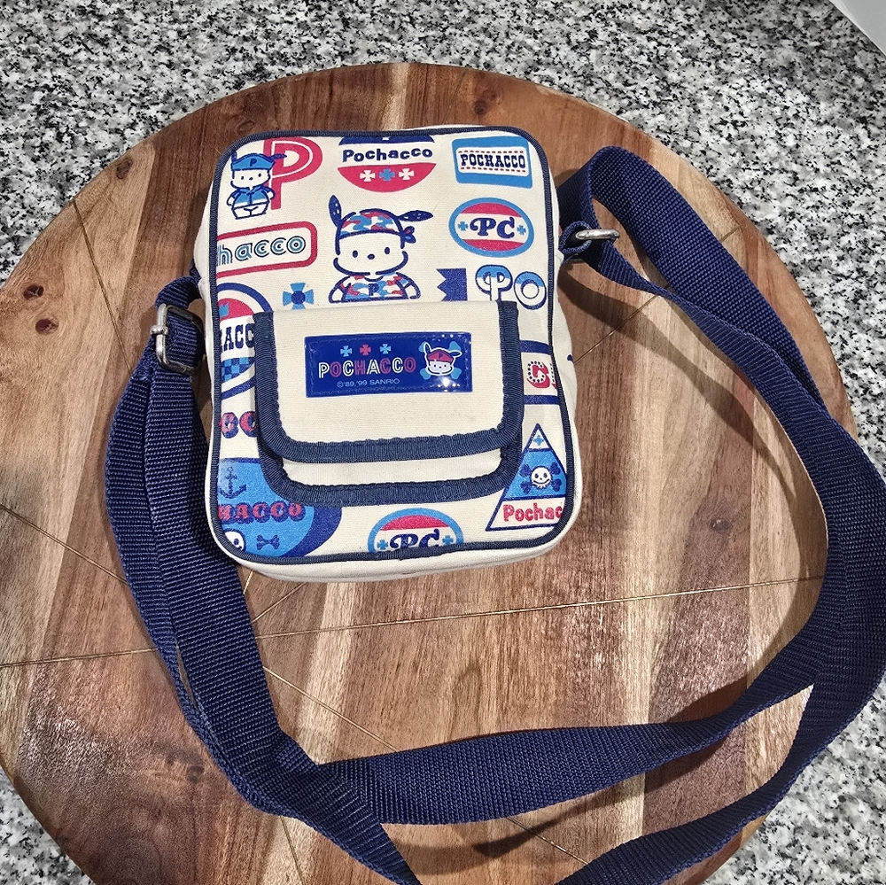 RARE SANRIO '89, '99 POCHACCO CANVAS CAMERA CASE PURSE/SHOULDER BAG